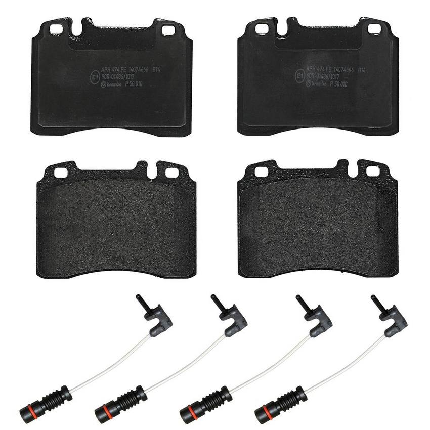 Mercedes Brakes Set Kit - Pads Front (Low-Met) (with Sensors) 005420022041 - Brembo 2129004KIT